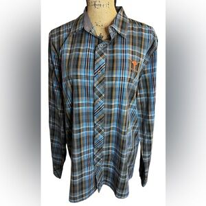 Travis Mathew X Texas Longhorns Golf Club Blue Plaid Button Up Shirt 
Size L